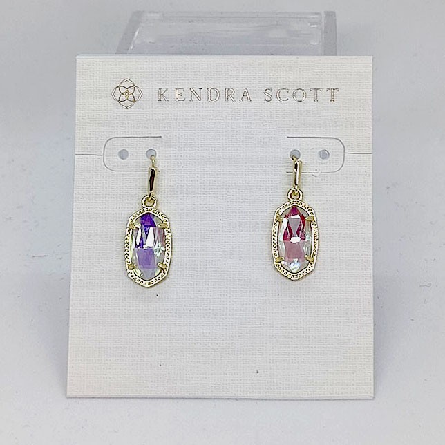 New Kendra Scott Lee Gold Drop Earrings In Dichroic Glass