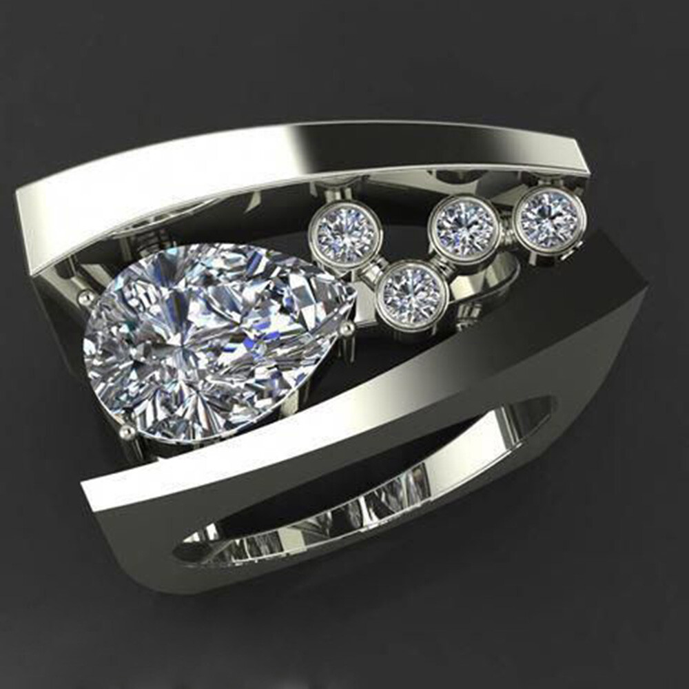Fashion Women 925 Silver Rings White Sapphire Wedding Ring Free Ship Size 5-11