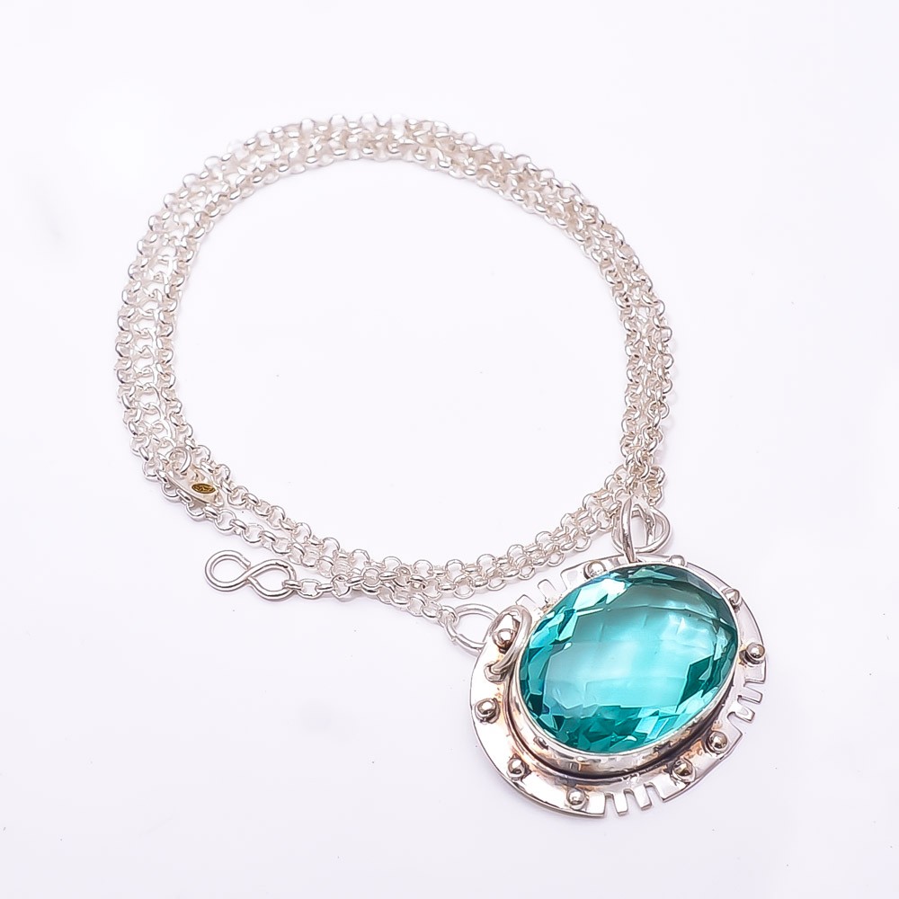 Apatite 925 Sterling Silver Chain Pendant 19-23″ C1 Gift for her, Christmas Gift