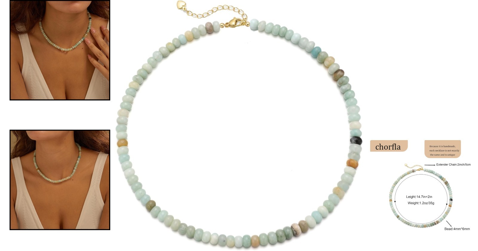 Exquisite Teal Blue & Gold Beaded Necklace | Handmade Boho Gemstone Jewelry