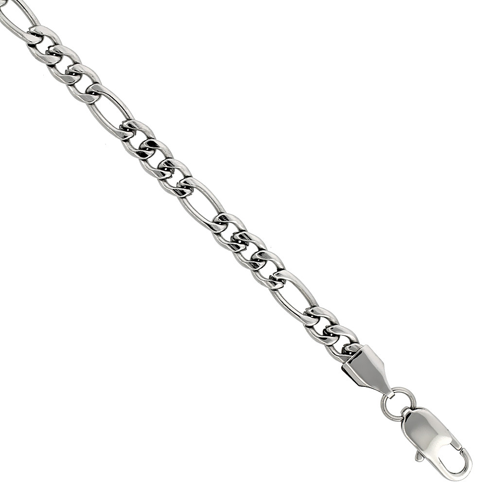 5.5mm Stainless Steel Figaro Chain Necklace 20″, 22″, 24″, 30″