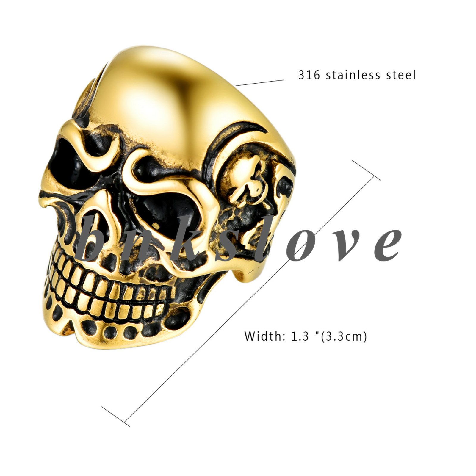 Mens Biker Punk Stainless Steel Vintage Gothic Skull Head Ring Band Size 7-14