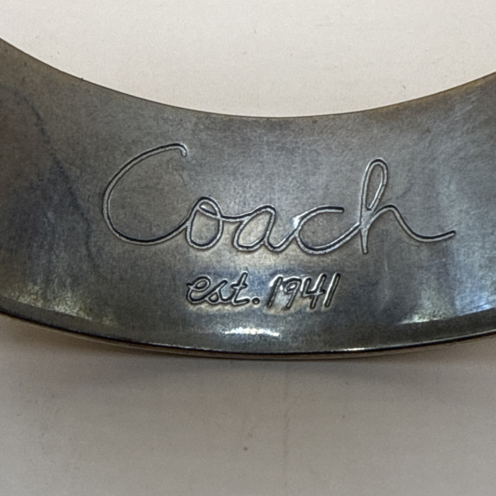 Silver Coach Signature Bangle Bracelet Pre-Owned Good Condition