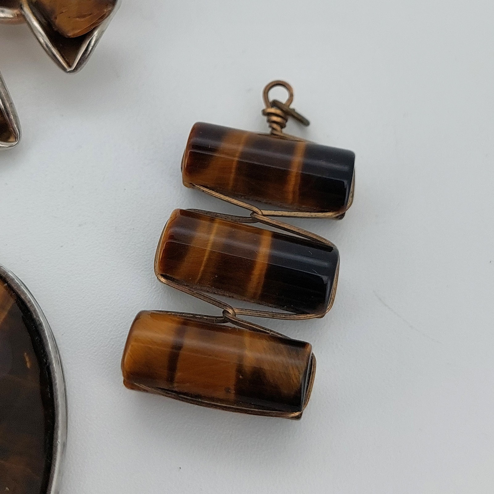 Tigers Eye Jewellery Job Lot Crystal Stone Mix Bundle Pendant Silver x4