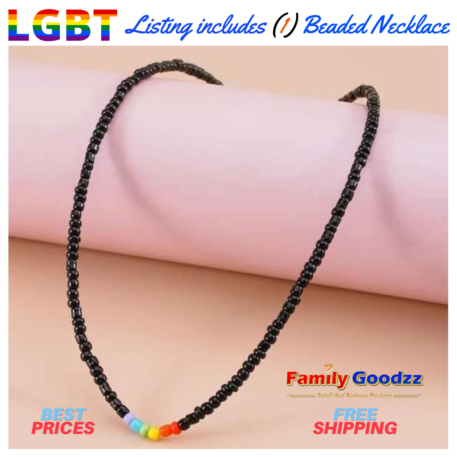 🌈 LGBT Rainbow Gay Pride Multi-Colored Bead Necklace, Buy 1 get 1 at 50%