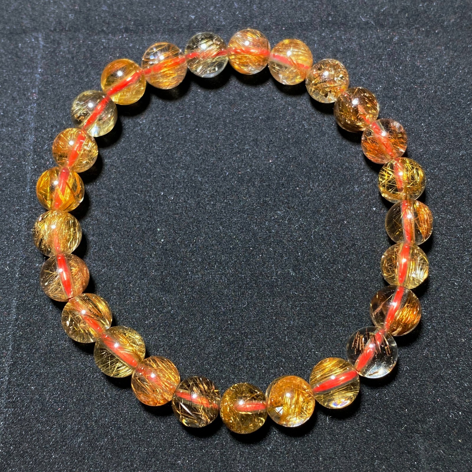 7.8mm Natural Red Copper Quartz Crystal Beads Bracelet B1795