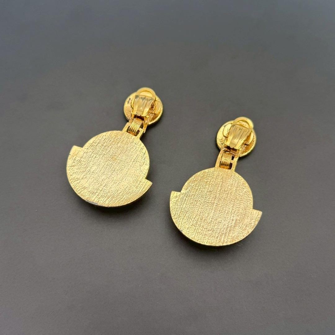 Gianni Versace Earrings Gold Medusa Double Strand Womens Vintage From Japan