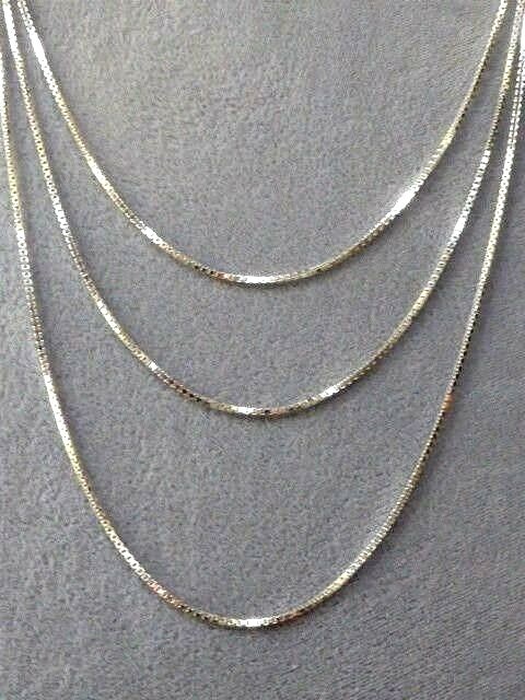 ITALIAN STERLING SILVER BOX CHAIN/NECKLACE ITALY 925 1.2mm 16″ 18″ 20″ 24″ 30″