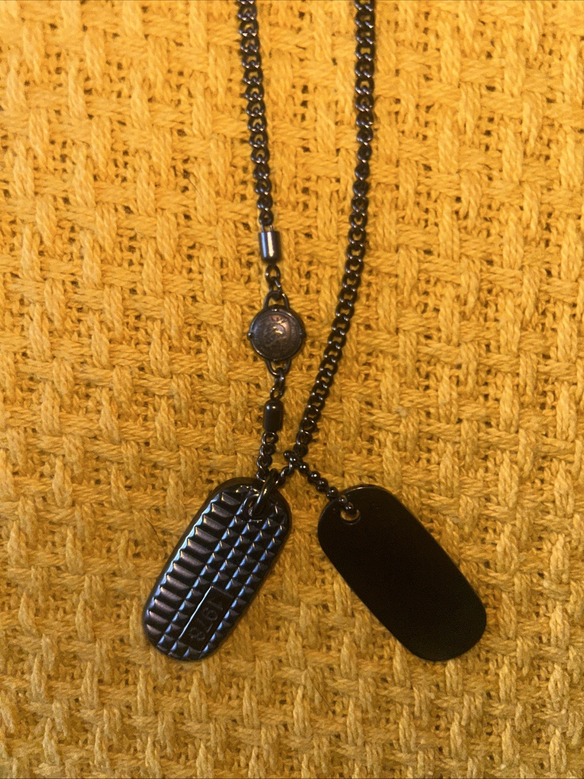 Diesel Brand Steel “1978” Dog Tags Necklace
