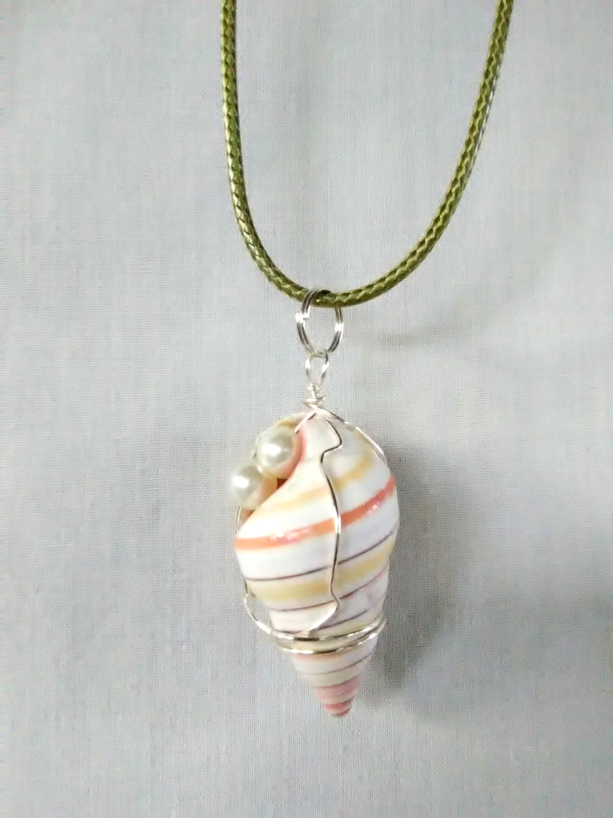 Candy Cane Shell Pendant Necklace 19″ Boho Women’s Jewelry US Seller Gift
