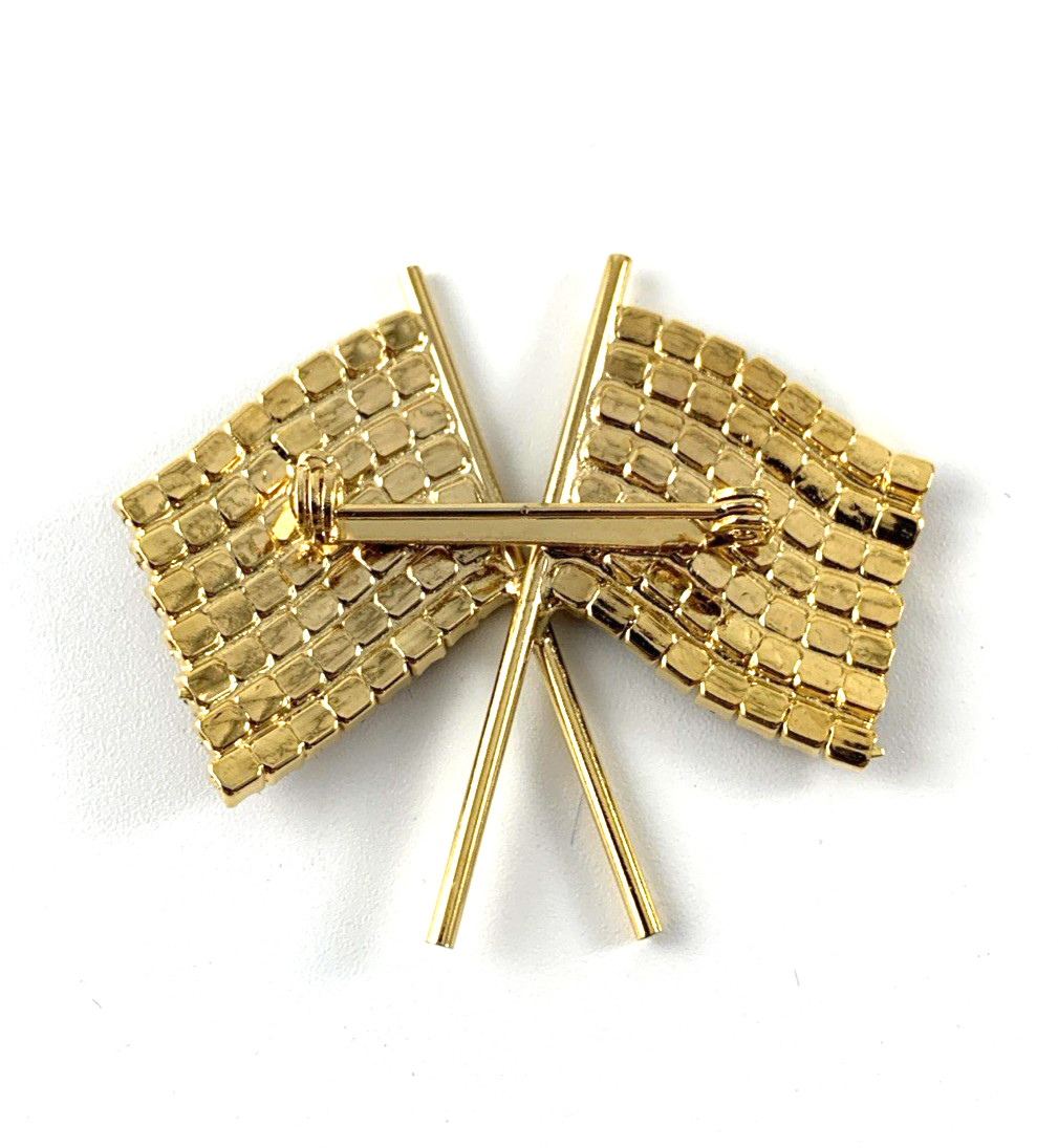 Pride & American Flags Pin | Goldtone Costume | 1 5/8″ | New Old Stock | VG