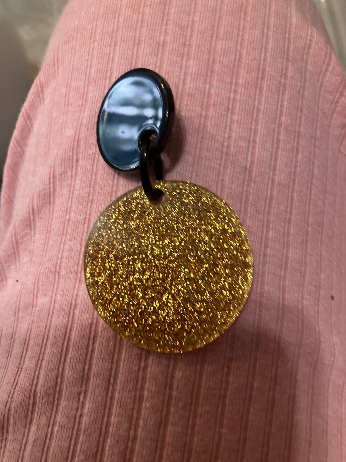 1 earring Clip Marion Godart Paris Encased Golden Glitter Chandelier