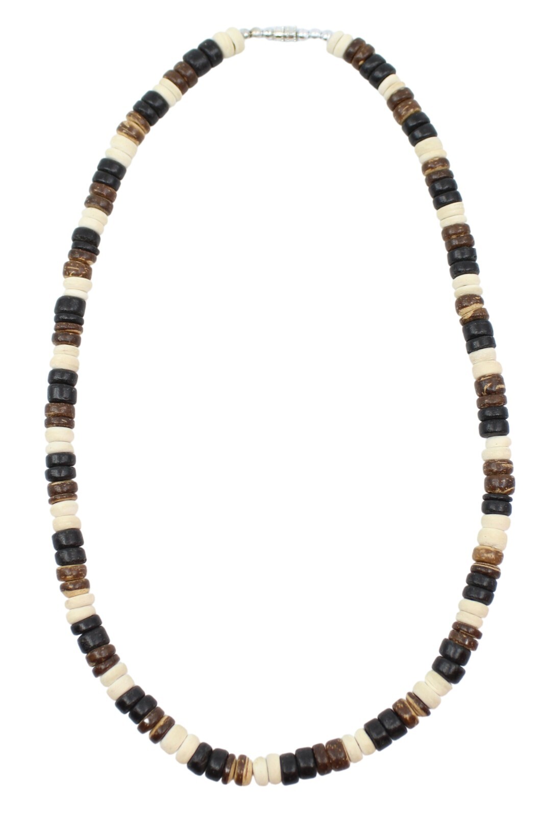 Coconut Shell Necklace (Thick) – 20″, Beige, Black, & Dark Brown Shell, Hawaiian