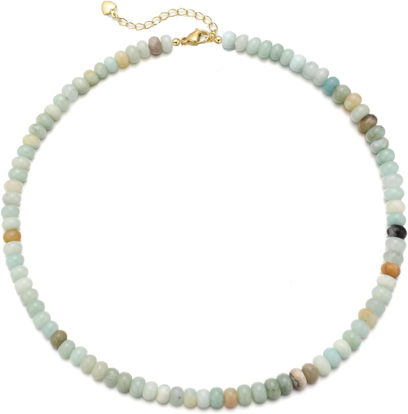 Exquisite Teal Blue & Gold Beaded Necklace | Handmade Boho Gemstone Jewelry