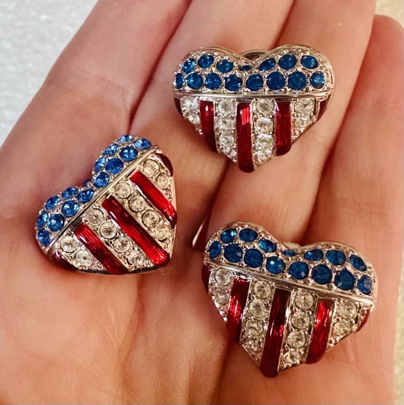 Signed Swan Swarovski LC Christopher Radko Lapel Pin LOT (6 Pins) Patriotic USA