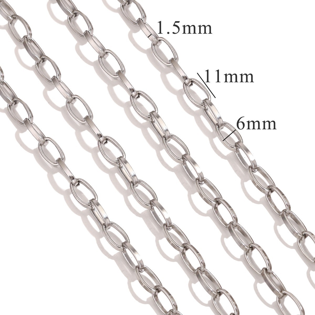 1Yard Stainless Steel Round Paperclip Chain 6mm for Bracelet Necklace SSF78-6mm