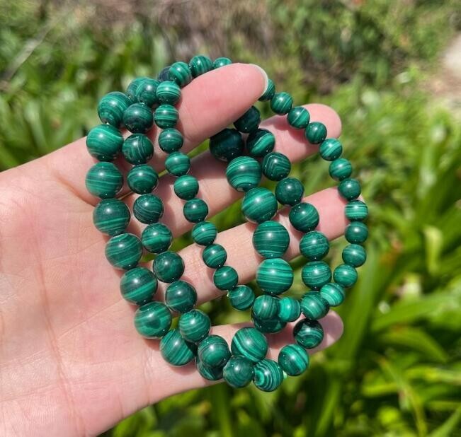 6MM Genuine Malachite Round Beads Healing Reiki Balance Women Stretch Bracelet