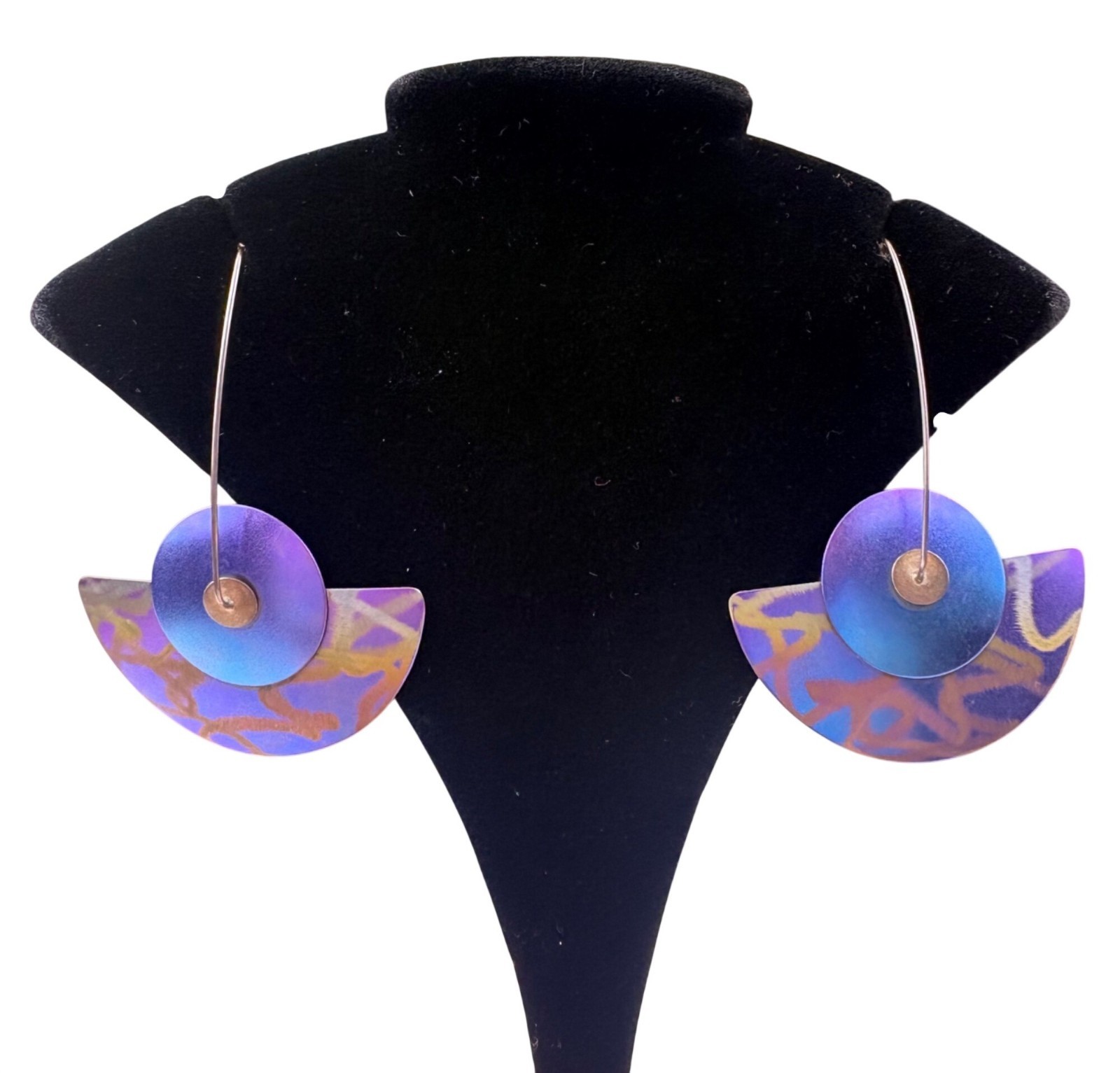Unknown Unisex Purple/Blue Mixed-Metal Colorful Modern Statement Earrings