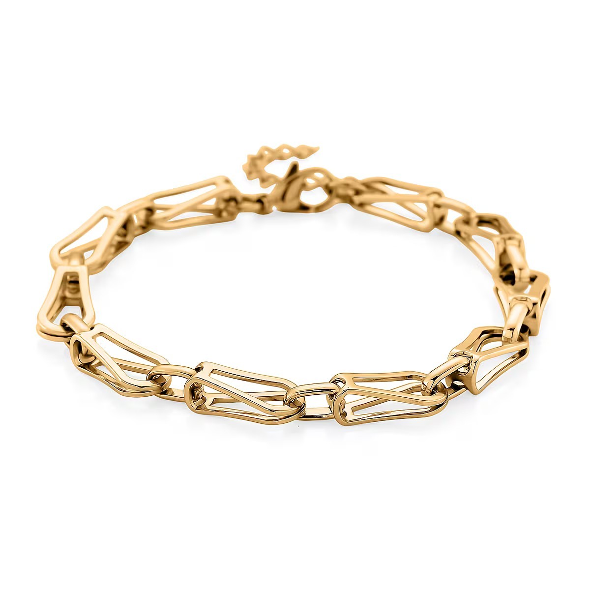 Interlocking Chain Bracelet in ION Plated YG Stainless Steel 7.5-9 inches