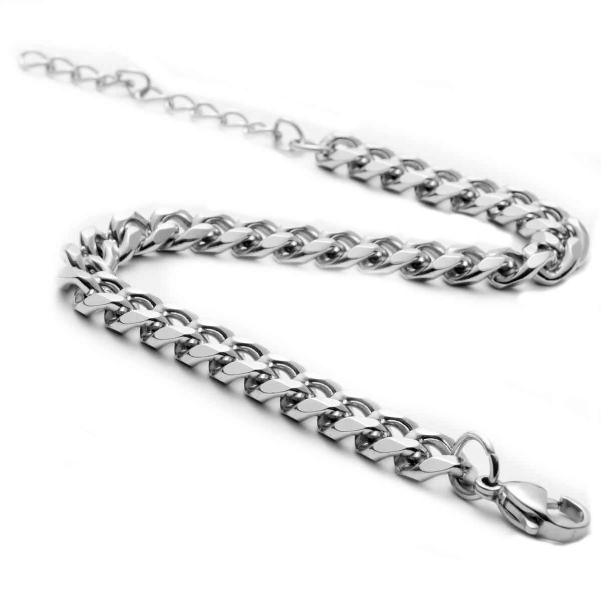 5-7mm 316L Stainless Steel Solid Curb Link Chain Bracelet Men’s Women’s 7″ 8″ 9″