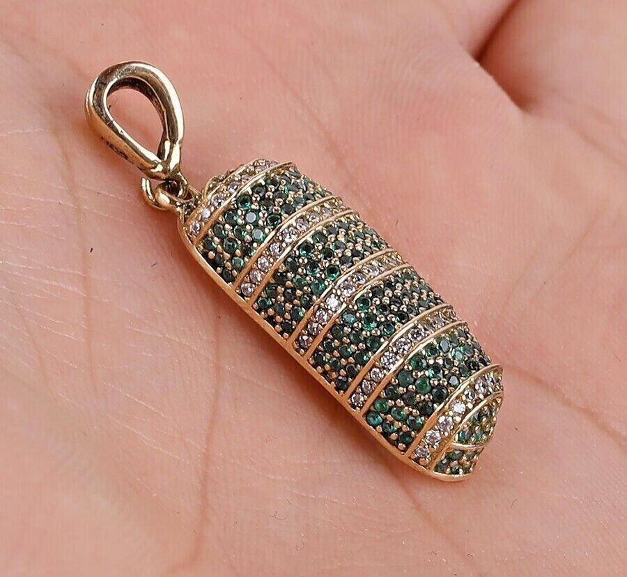 2.2Ct Round Cut Lab-Created Emerald Diamond Pendant 14K Yellow Gold Plated