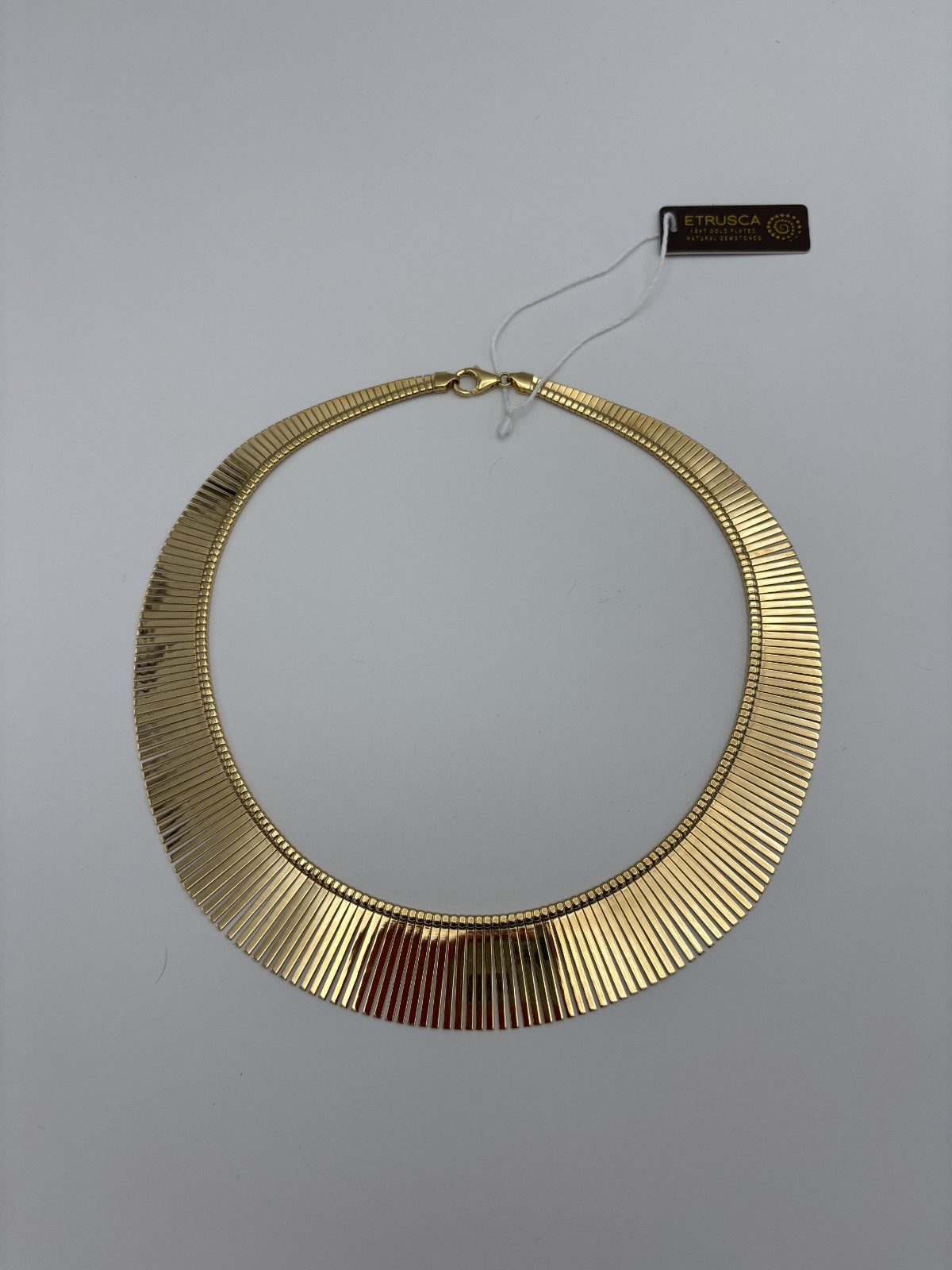 NEW WITH TAG Etrusca Hammered Cleopatra Necklace 18Kt Yellow Gold