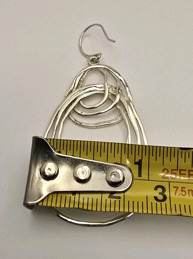 Silpada Sterling Silver 925 Hammered Loop Earrings 2″×1″ Signed Tested