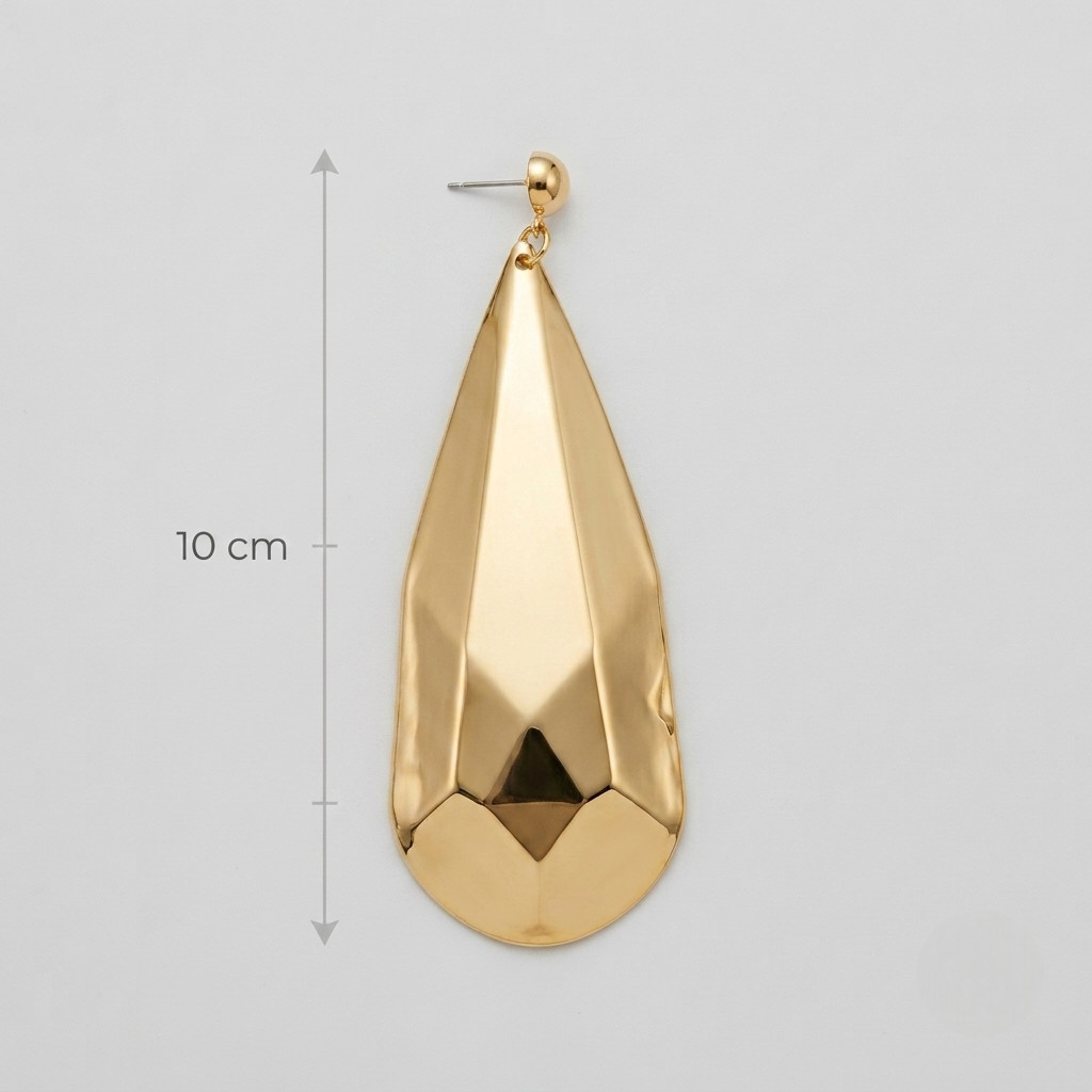 Geometric Gold Drop Earrings Textured Teardrop Dangle Statement Earrings S925