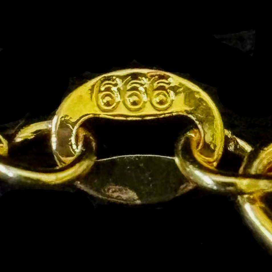 Hollowed-out Gold-plated?(NOT SURE) Gold tone Round Pendant Necklace marked’999′