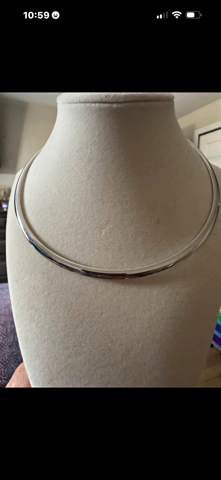 Silver Tone Metal Wire Choker Necklace, Neck Collar Style, No Stone, No Gems
