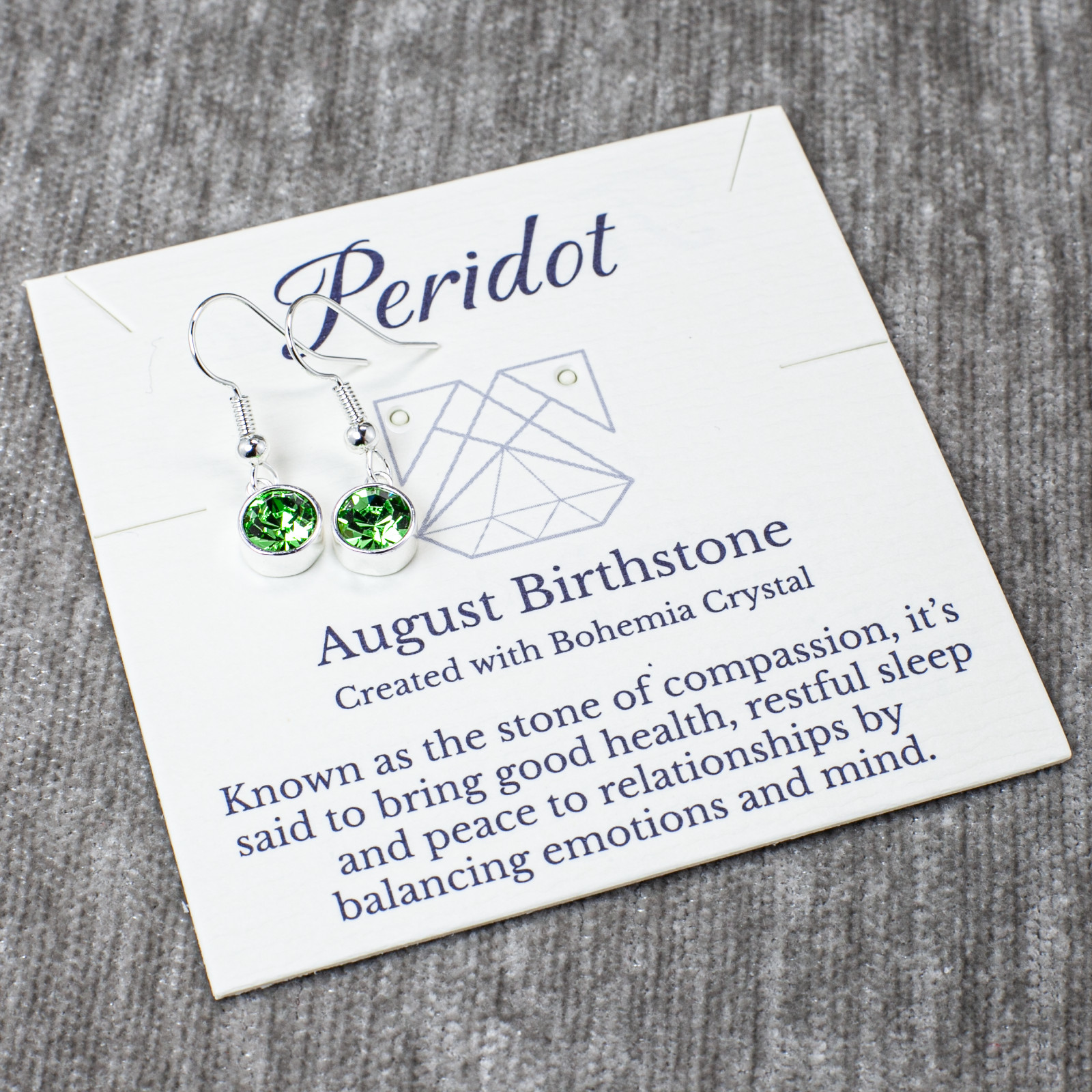 August Peridot Drop Earrings, Green Bohemian Crystal, Silver Birthstone Dangles