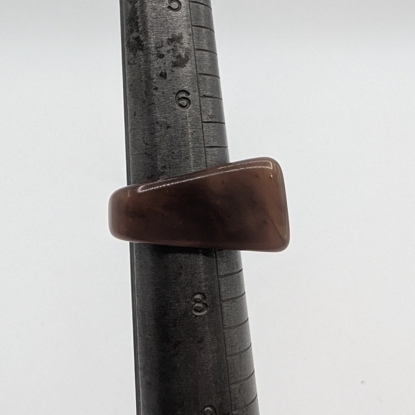 Brown Marbled Resin Square Statement Ring Chunky Open Back Size 7 Geometric