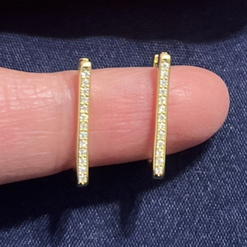 Moissanite 14kyg/925 Rectangular Earrings