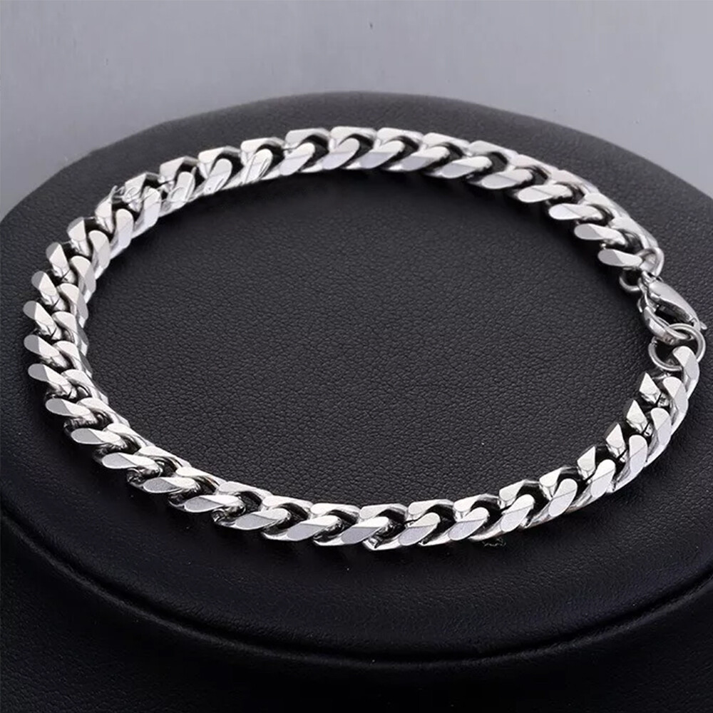 18″ 3mm Stainless Steel Chain Cuban Curb Necklace Dog Tag Women Men Link Jewelry