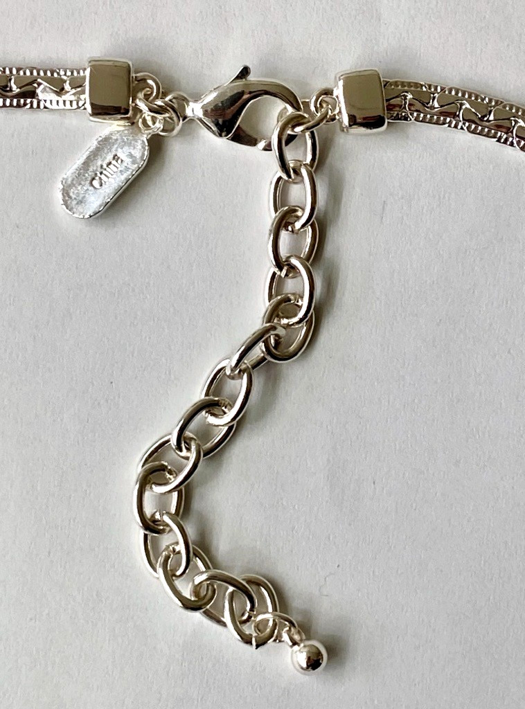 QVC Attitudes by Renee Silver Tone Lariat Snake Necklace 16″