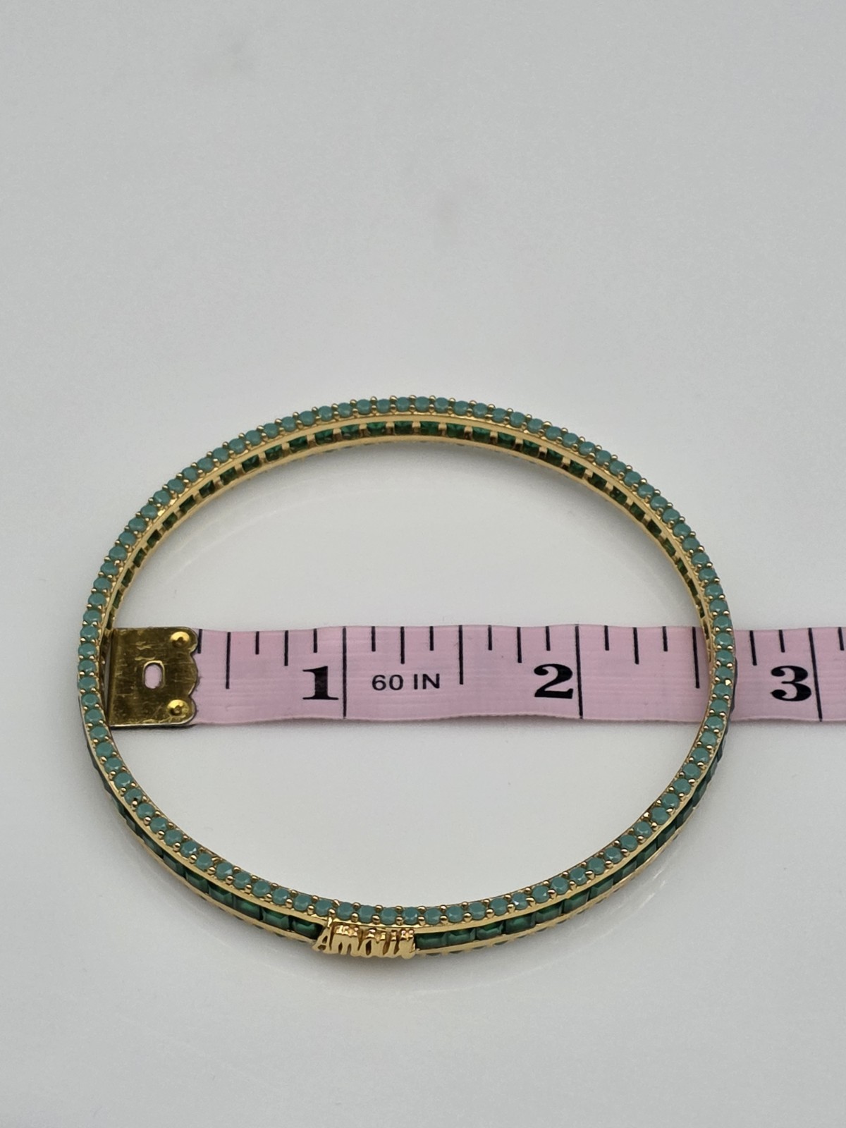 AMOUR Created Green Bangle In Sterling Silver 925