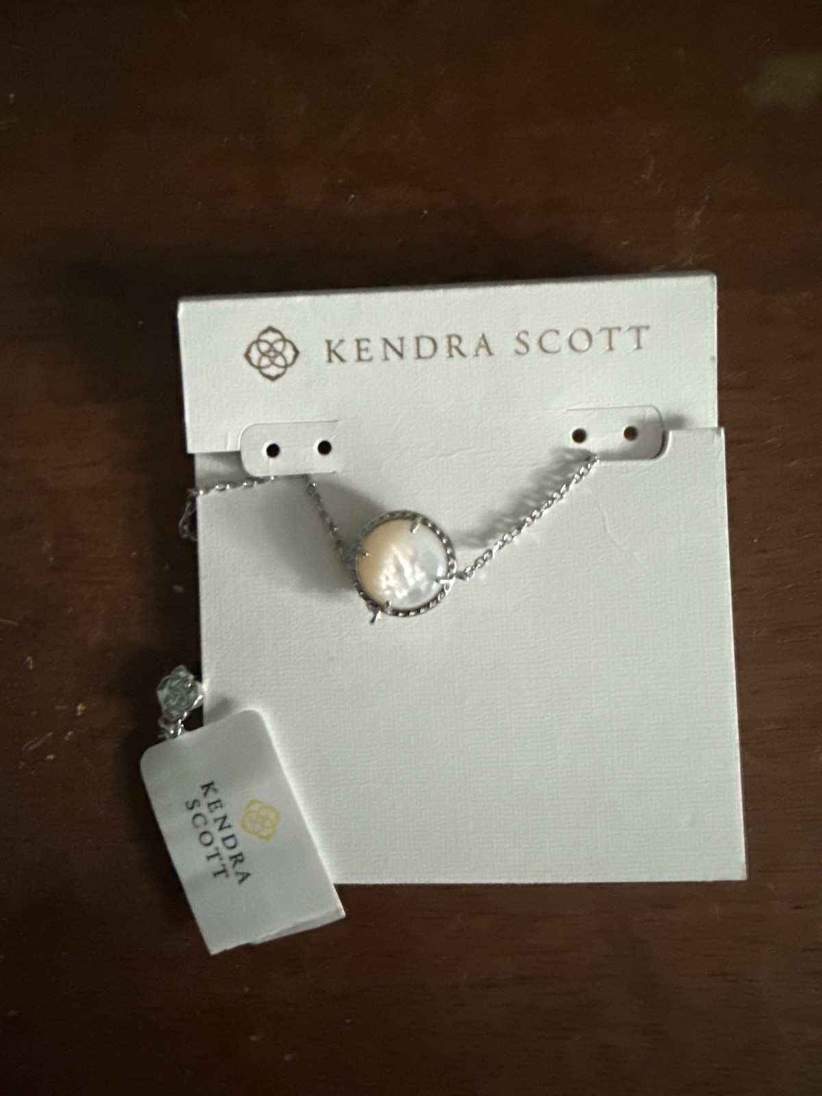 Kendra Scott Elisa Soccer Silver Short Pendant Necklace Ivory Mother of Pearl