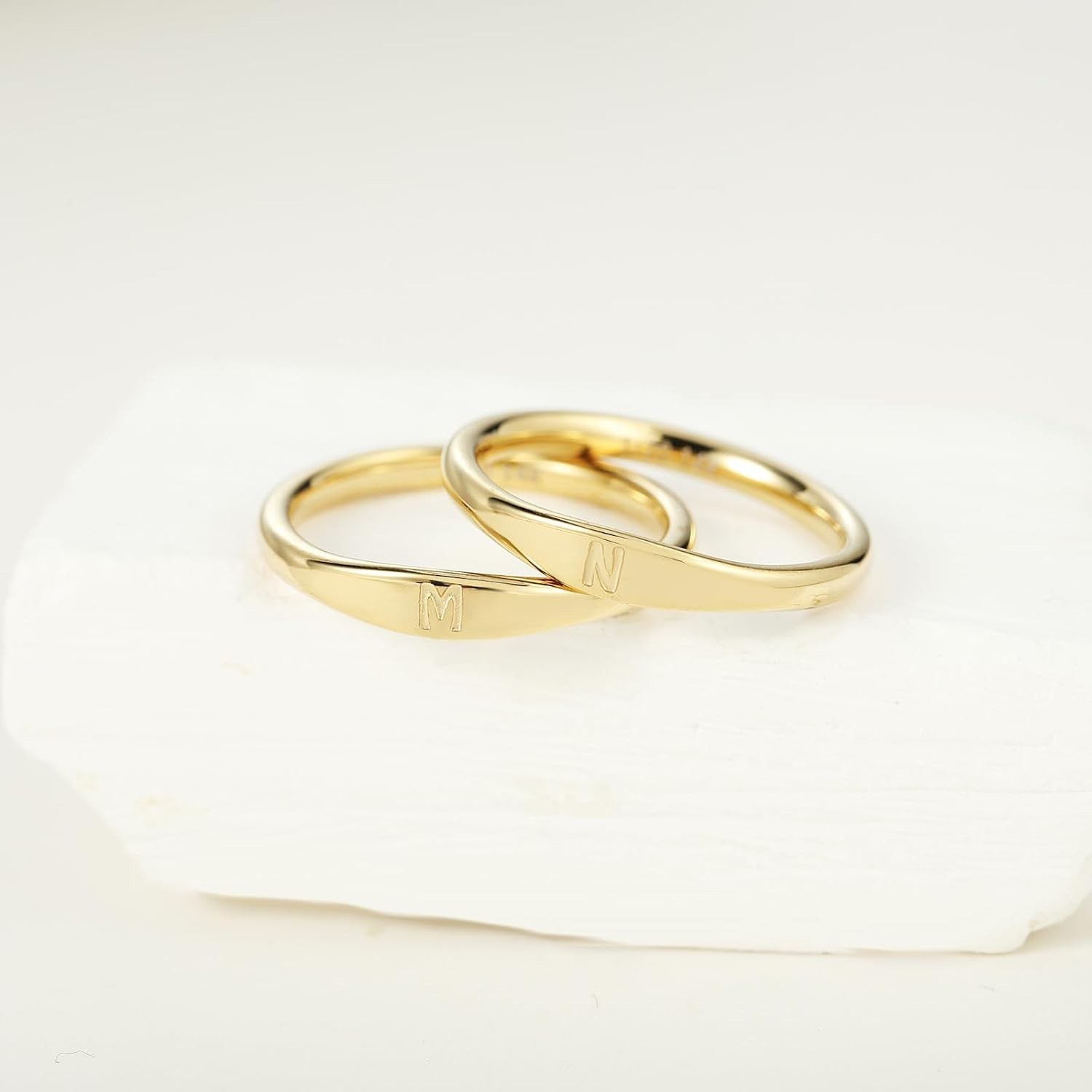 Gold Initial Rings for Women: Stackable Elegance with 14K Gold-Filled Material