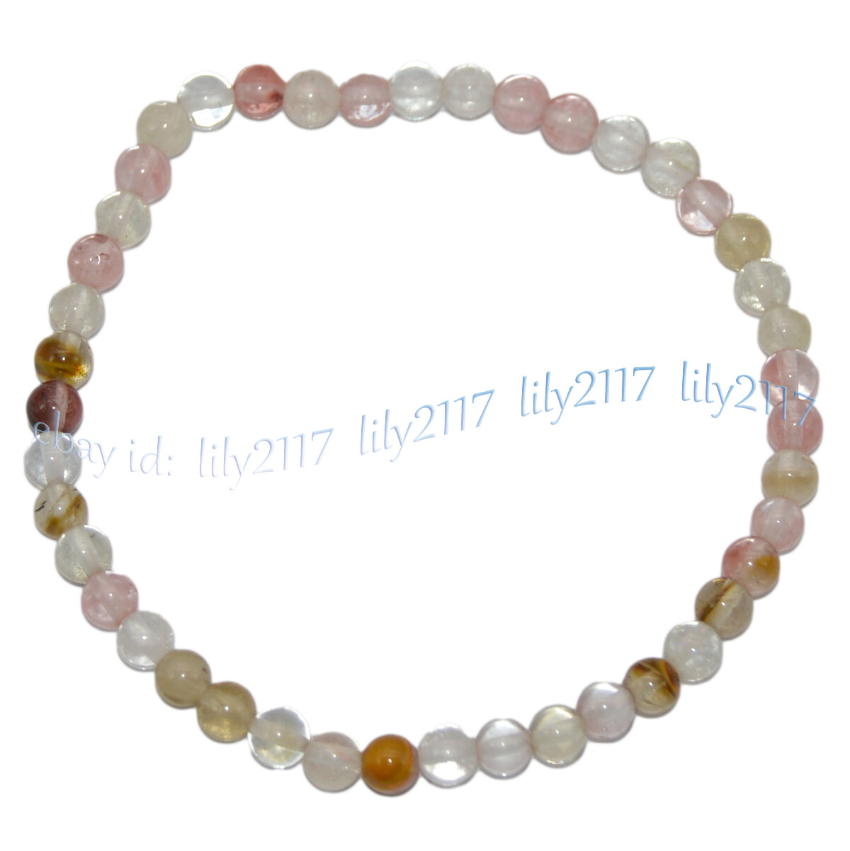 Handmade 4mm Mixed Natural Gemstone Round Beads Stretchy Bracelet Reiki Chakra