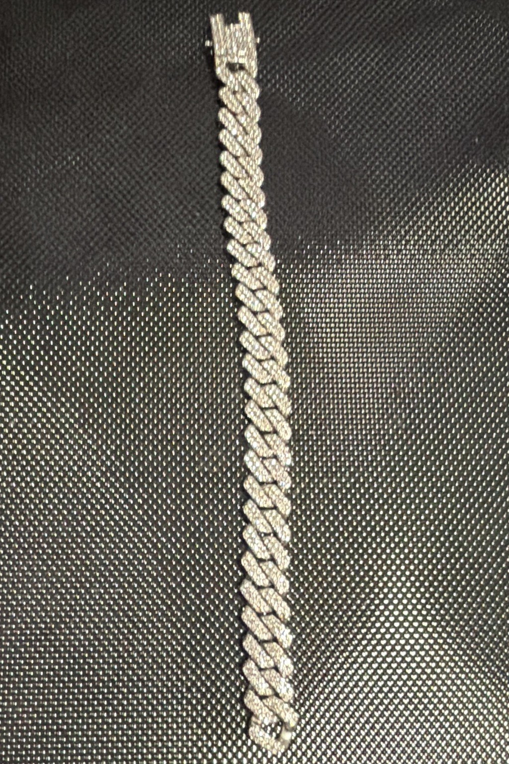 Silver Pavé Iced Out Cuban Link Chain Bracelet with Box Clasp