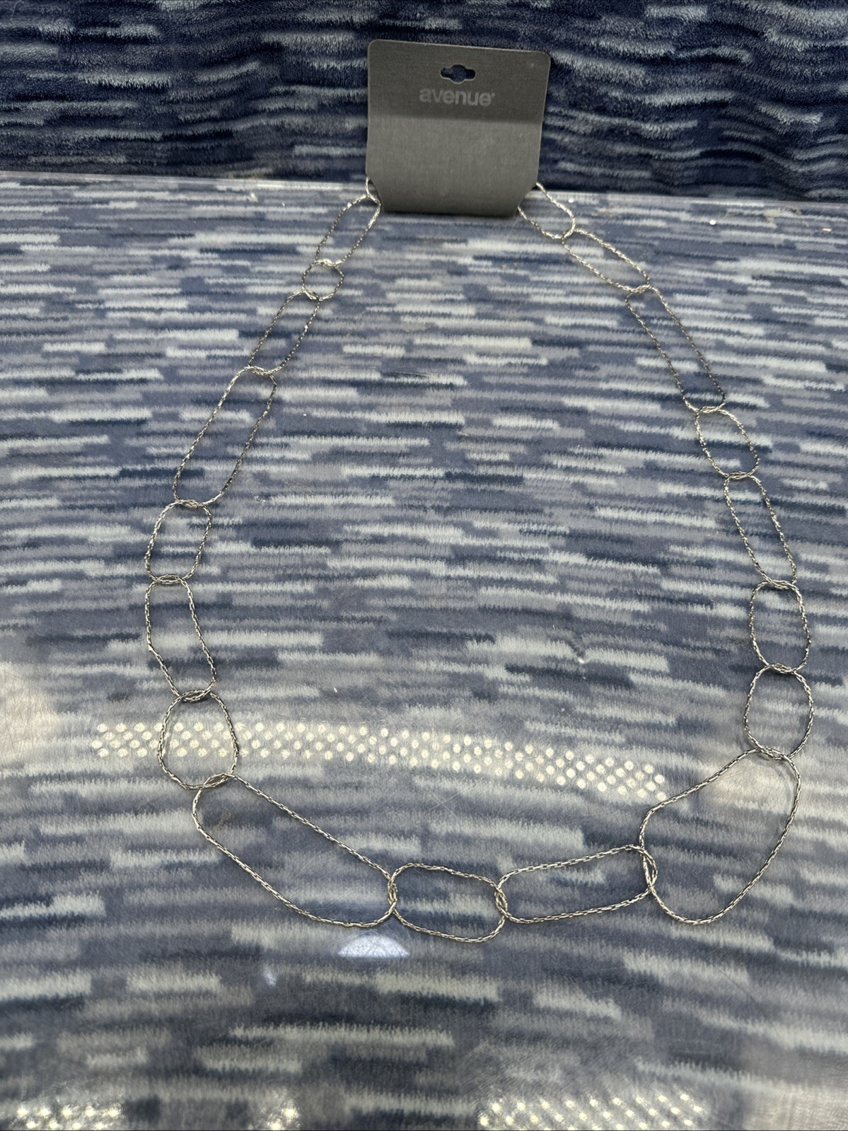 35 inch silver In color necklace linked drop on fit {C}