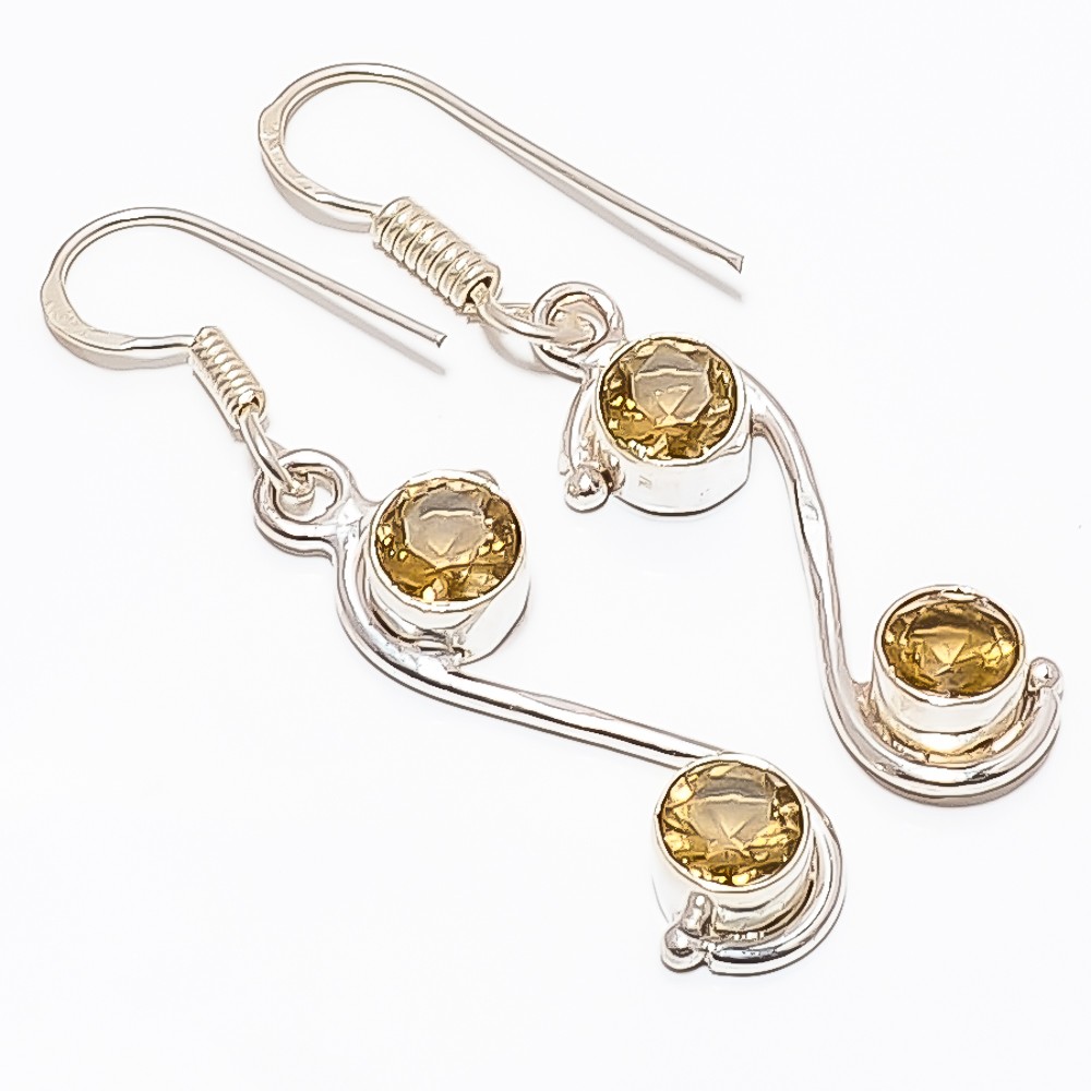 Smoky Quartz Gemstone 925 Silver Plated Earring 1.95″ TE7507-610
