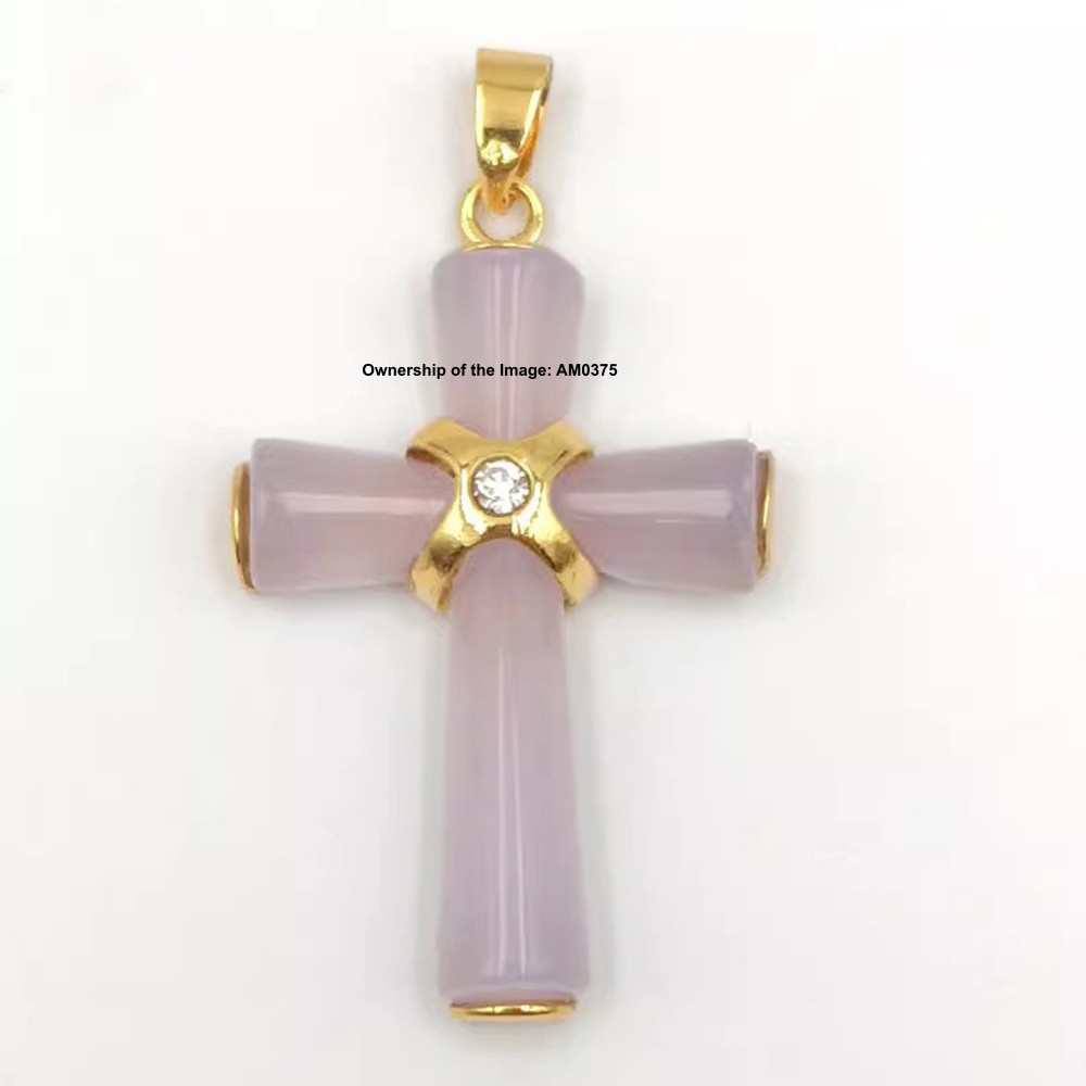 NEW Yellow Alloy Heating Jade Pendant Women Men Purple Jade Cross Pendant