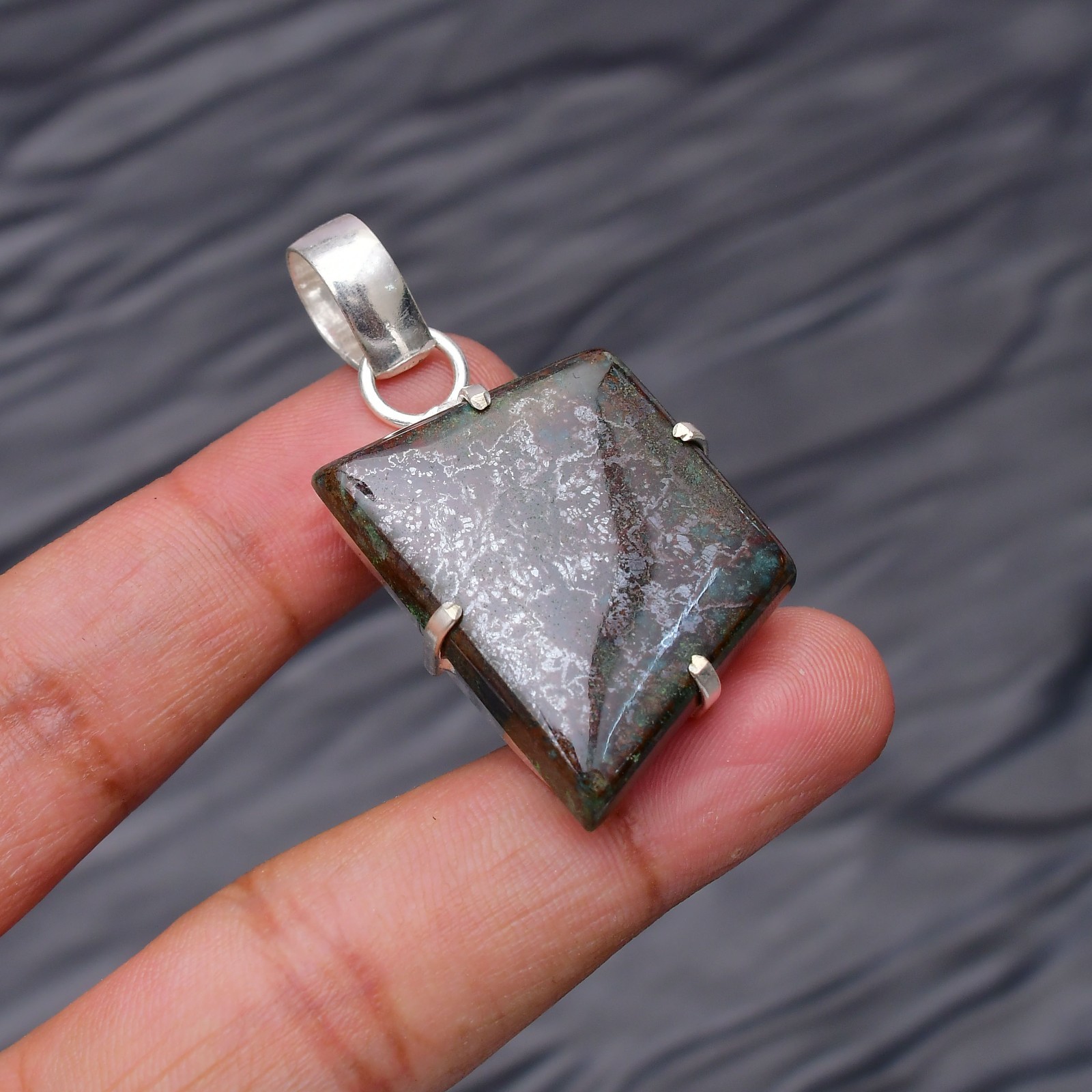 Azurite Gemstone 925 Sterling Silver Jewelry Pendant 2.83″