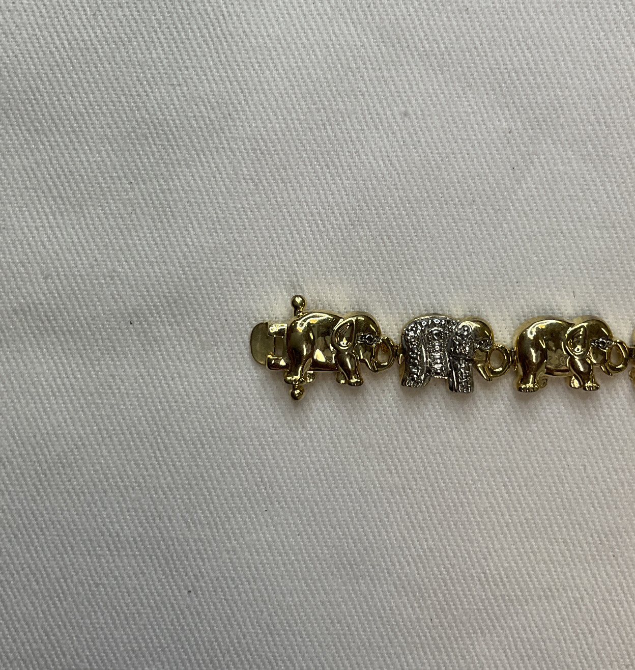 Eternal Treasures Gold Over Silver Elephant Bracelet *Defect See Photos*