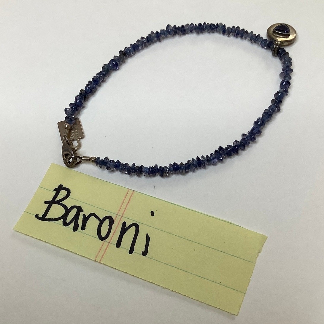 Baroni Sterling Silver Blue Sapphire Iolite Gemstone Dainty Beaded Bracelet A7-2