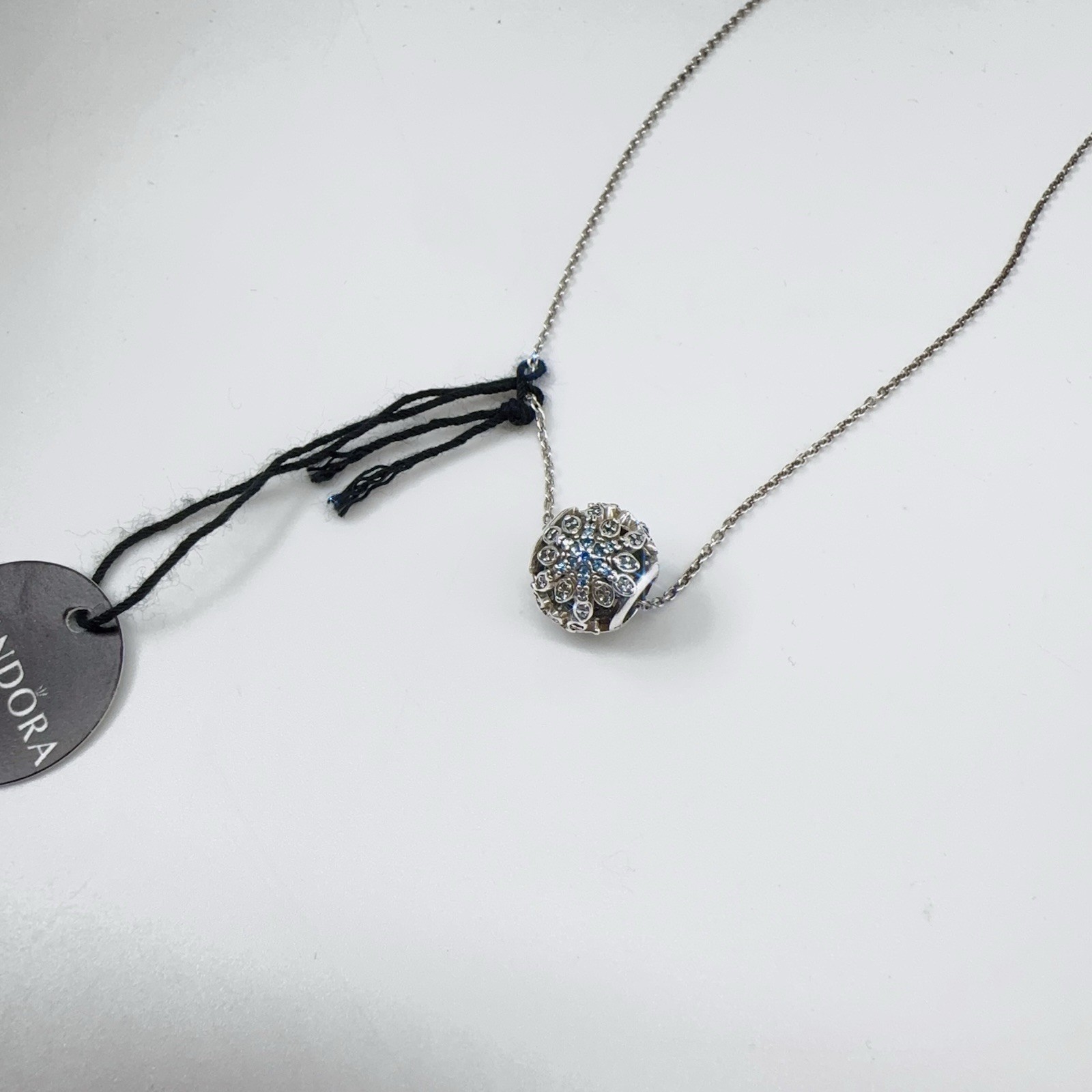 Pandora Snowflake Charm with Necklace Blue Crystals Clear Zirconia 791760NBLMX