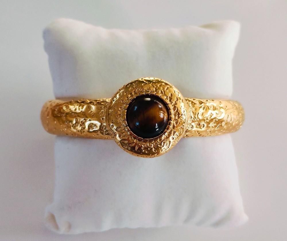Hammered 18K Gold Plated Cuff Bracelet 8 Other Reasons Statement Chunky