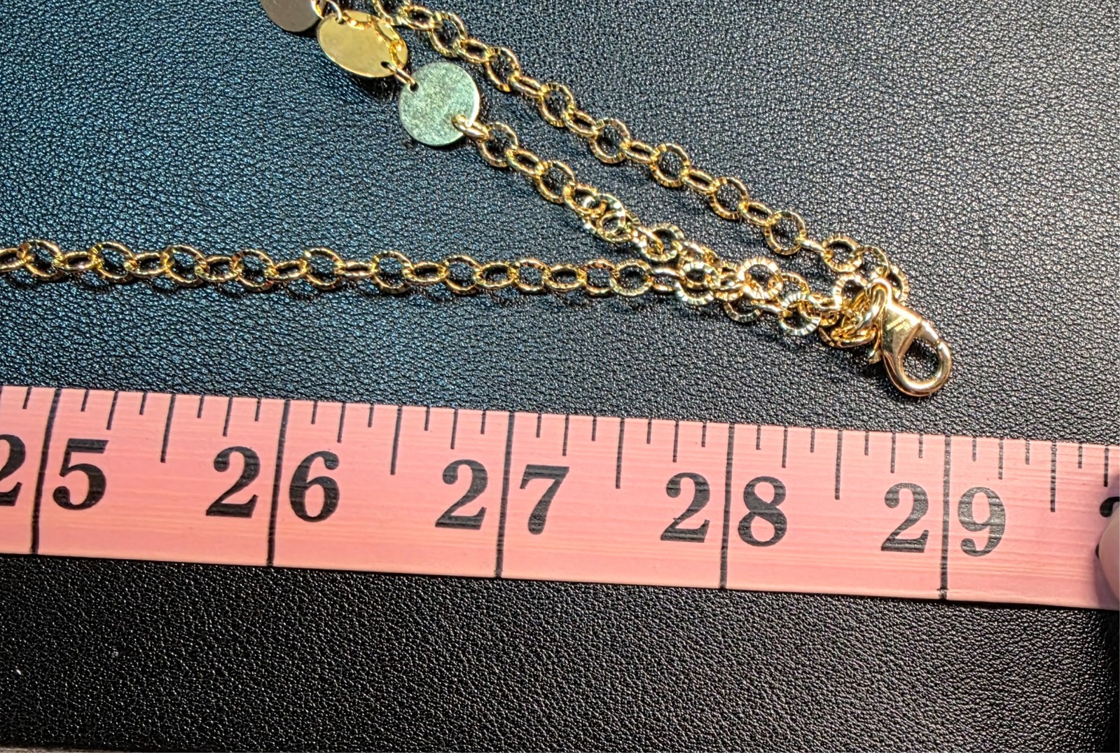 18K Gold Plated Italy 3 Layer Confetti Boho Disc Link Chain Necklace 28.5″