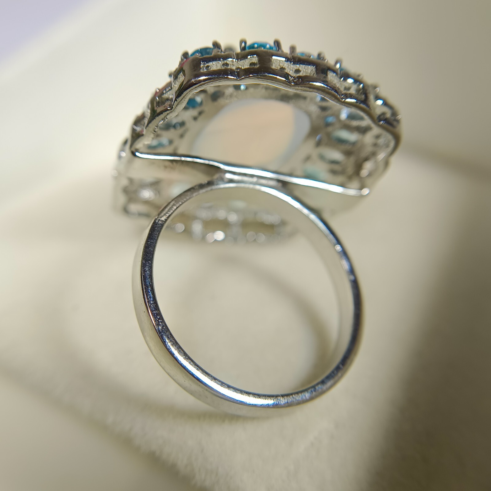 Natural Opalite Ring 925 Sterling Silver With Blue Topaz All Size Available